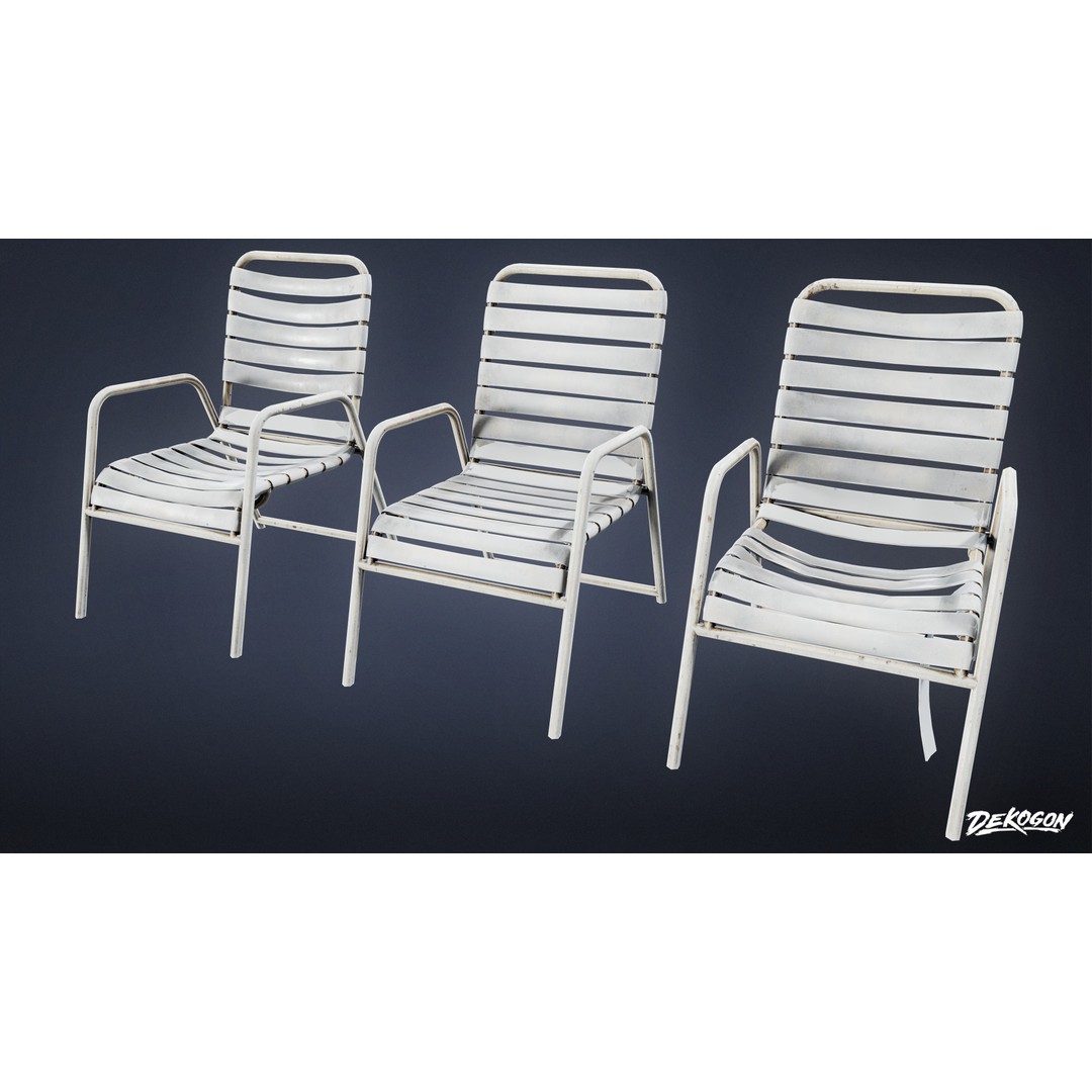 Outdoor Chair 3D Model – Low Poly PBR Game Asset, FBX - View 3