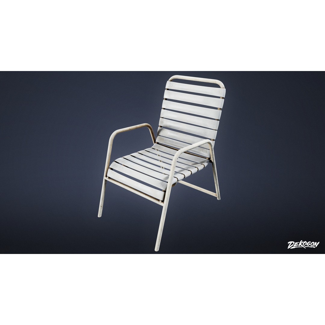 Outdoor Chair 3D Model – Low Poly PBR Game Asset, FBX - View 4