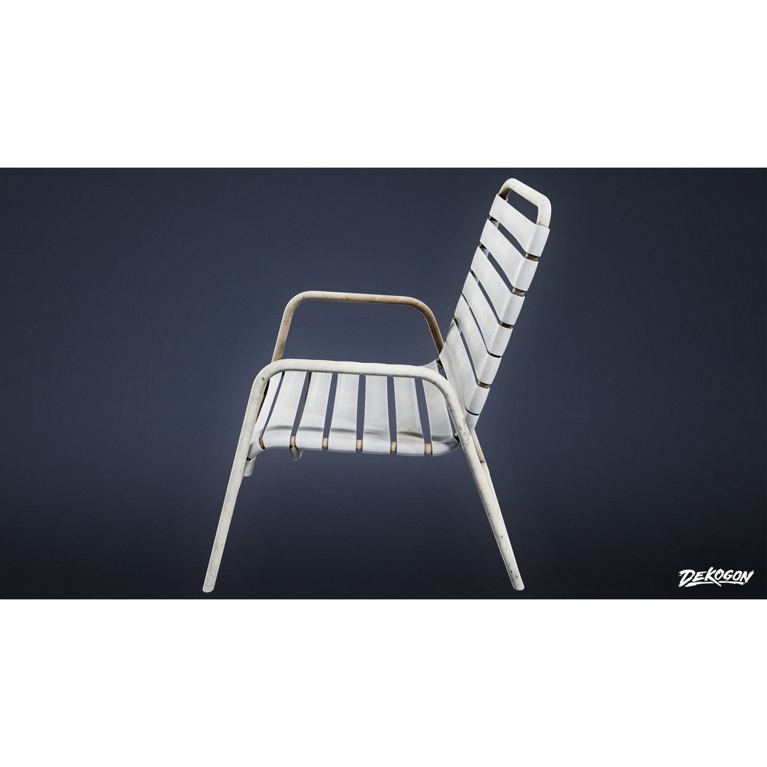Outdoor Chair 3D Model – Low Poly PBR Game Asset, FBX - View 5