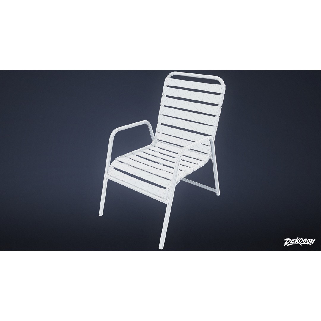 Outdoor Chair 3D Model – Low Poly PBR Game Asset, FBX - View 9