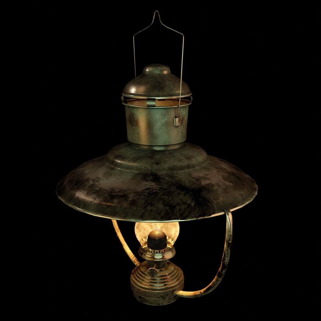 Brass Nautical Hanging Oil Lamp 3D Model – Low Poly PBR Asset, FBX, OBJ - View 6