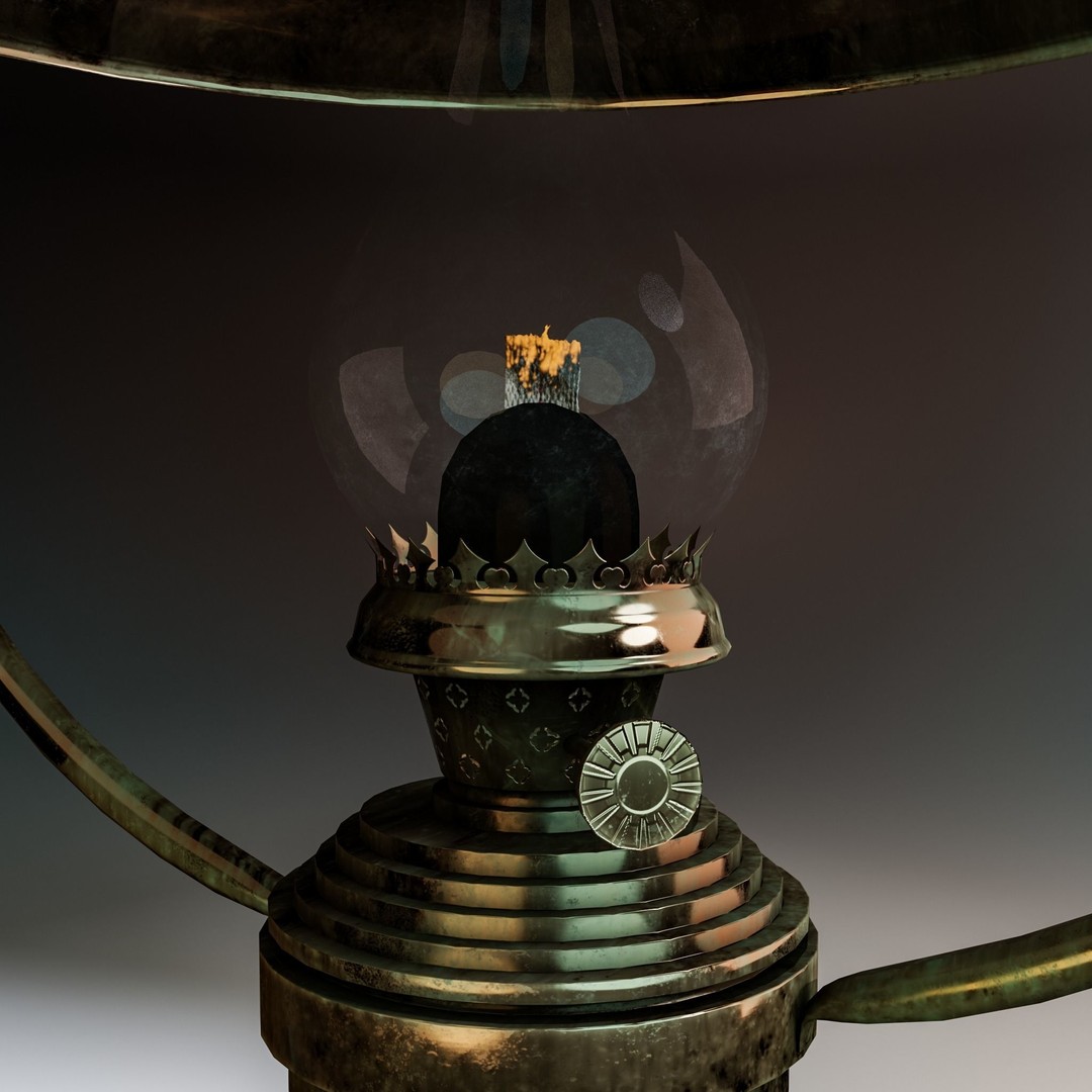 Brass Nautical Hanging Oil Lamp 3D Model – Low Poly PBR Asset, FBX, OBJ - View 7