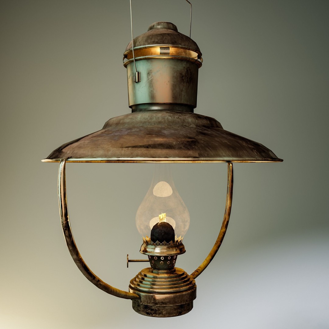 Brass Nautical Hanging Oil Lamp 3D Model – Low Poly PBR Asset, FBX, OBJ - View 8
