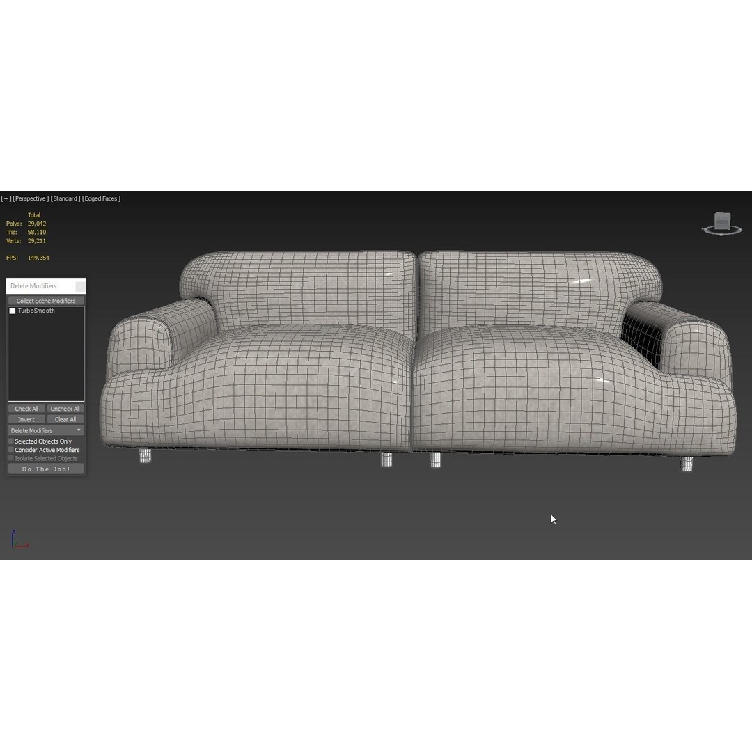 Oversize Deep Seat Sofa 3D Model – High Poly PBR Couch, FBX, OBJ - View 10