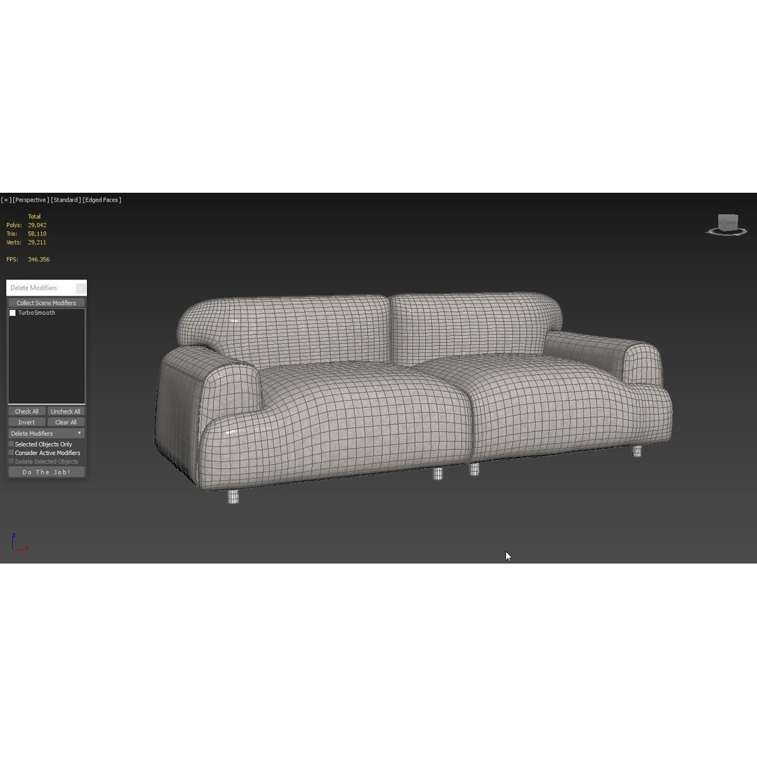 Oversize Deep Seat Sofa 3D Model – High Poly PBR Couch, FBX, OBJ - View 5