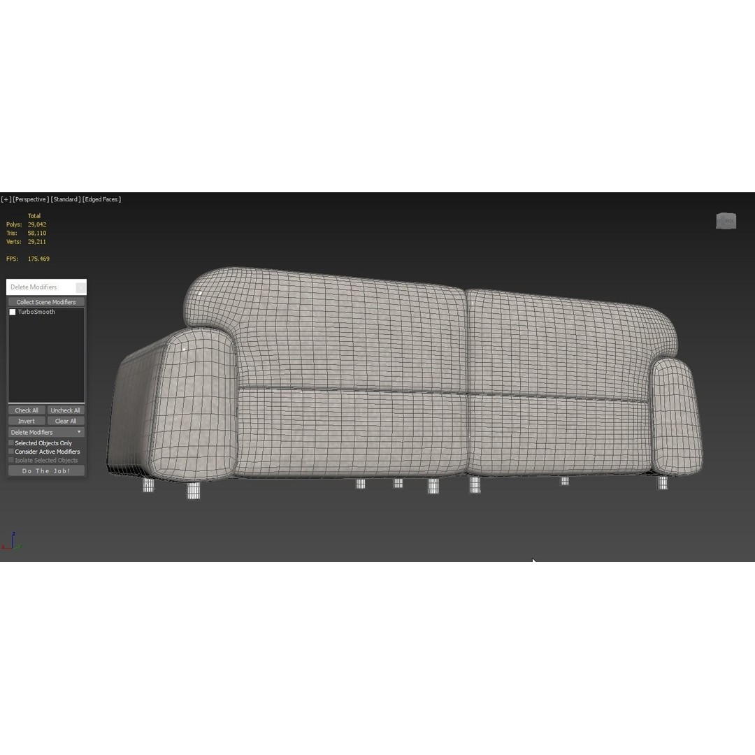 Oversize Deep Seat Sofa 3D Model – High Poly PBR Couch, FBX, OBJ - View 6