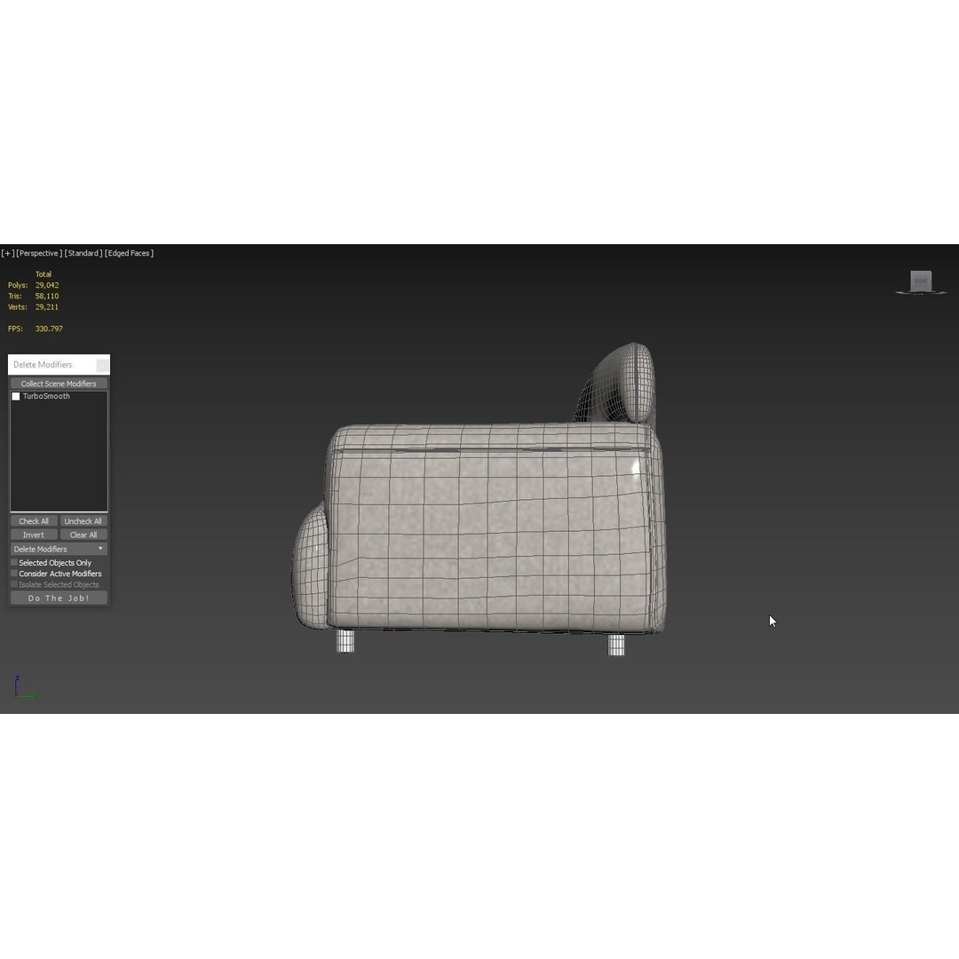 Oversize Deep Seat Sofa 3D Model – High Poly PBR Couch, FBX, OBJ - View 7