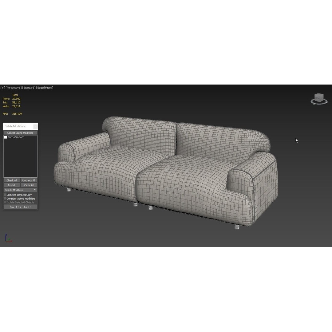 Oversize Deep Seat Sofa 3D Model – High Poly PBR Couch, FBX, OBJ - View 8
