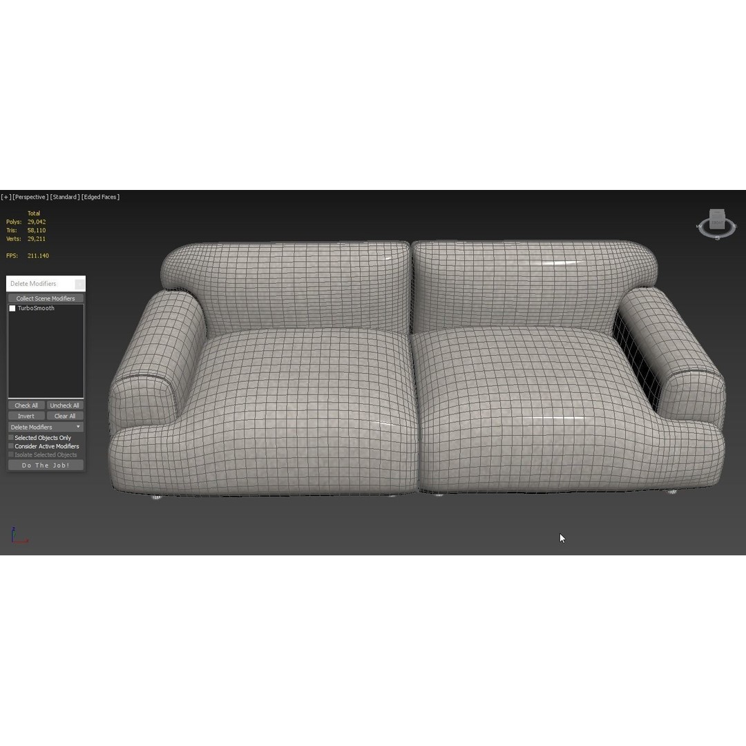 Oversize Deep Seat Sofa 3D Model – High Poly PBR Couch, FBX, OBJ - View 9