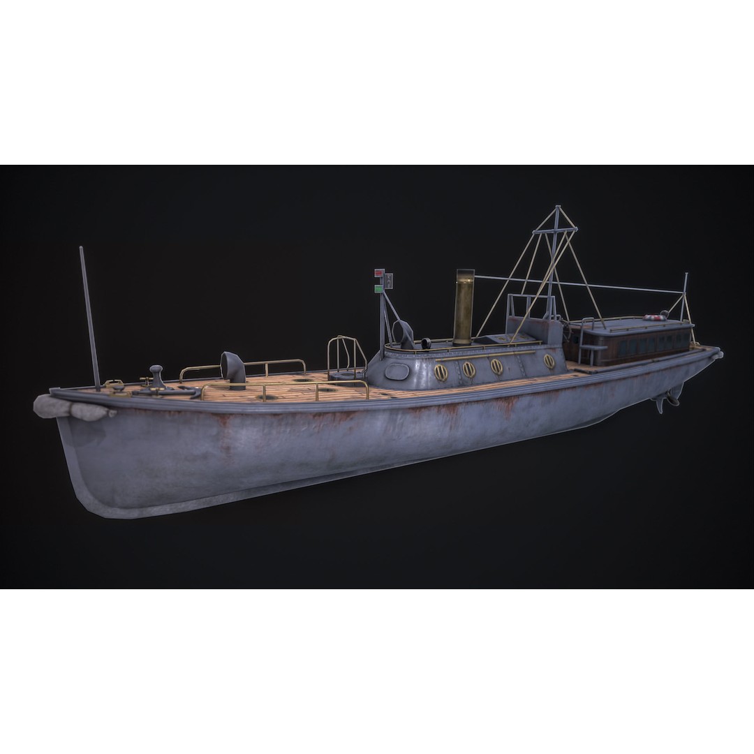 17m Motor Pinnace 3D Model – Low Poly Game Asset, FBX