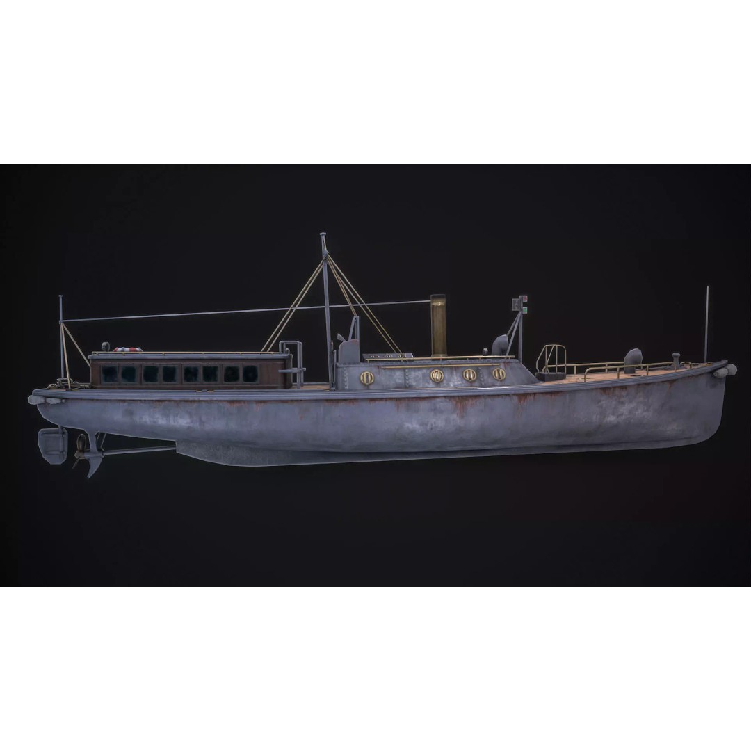17m Motor Pinnace 3D Model – Low Poly Game Asset, FBX - View 2