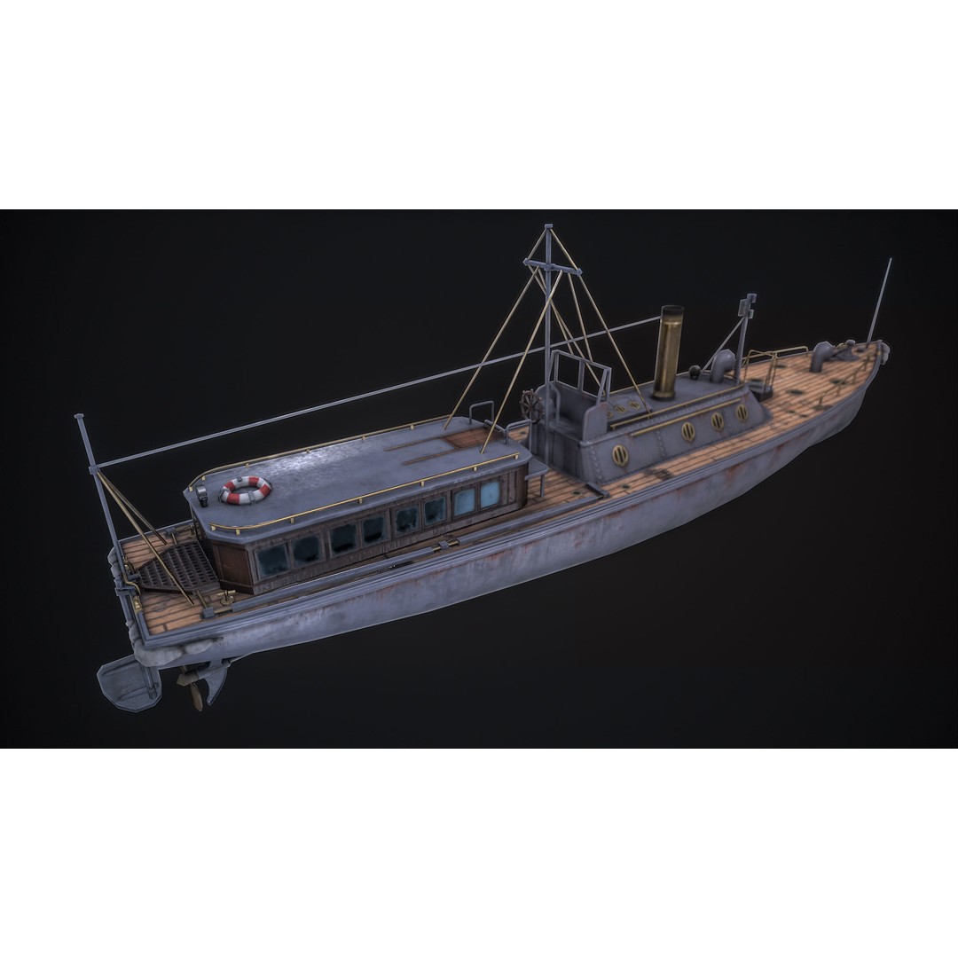 17m Motor Pinnace 3D Model – Low Poly Game Asset, FBX - View 3