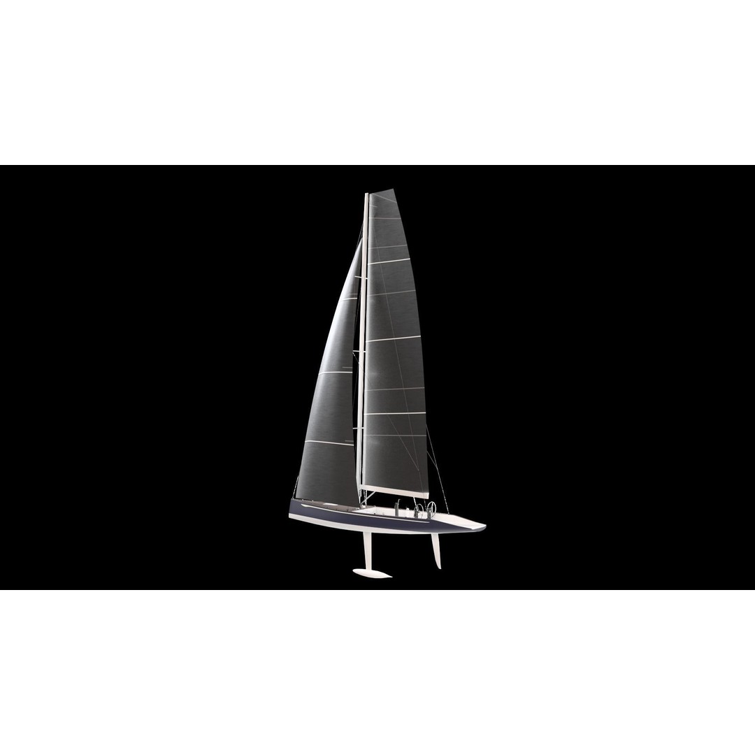 Sailing Yacht 3D Model – High Quality Racing Boat, FBX - View 3