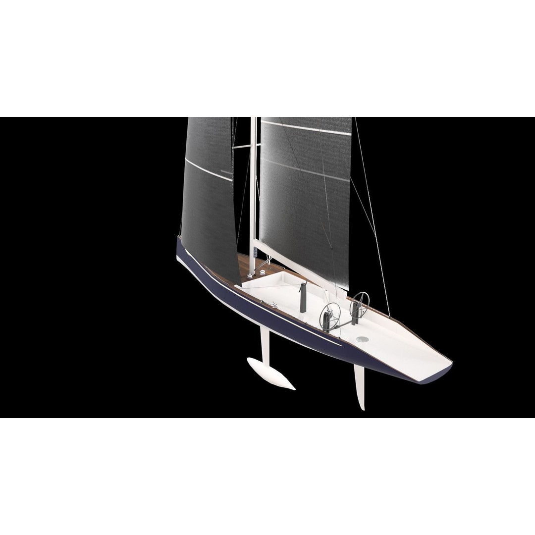 Sailing Yacht 3D Model – High Quality Racing Boat, FBX - View 7
