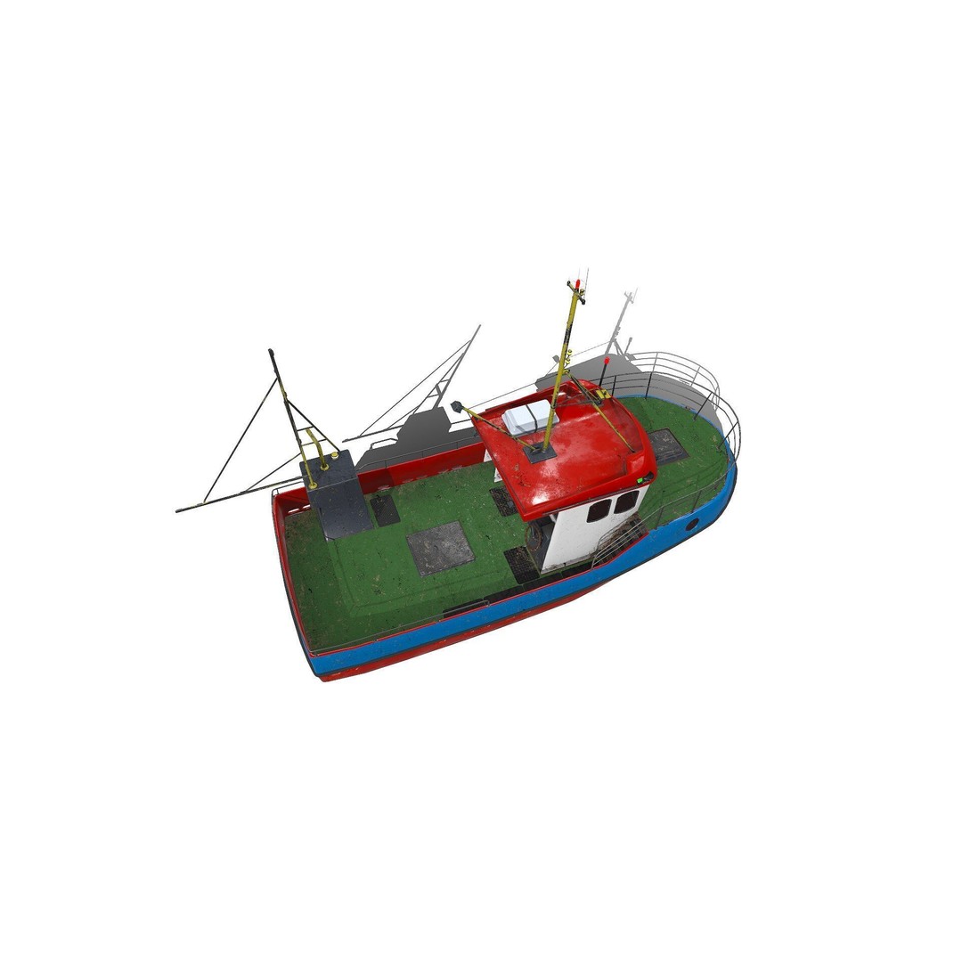 Fishing Boat 3D Model – Low Poly PBR Game Asset, FBX, OBJ - View 10