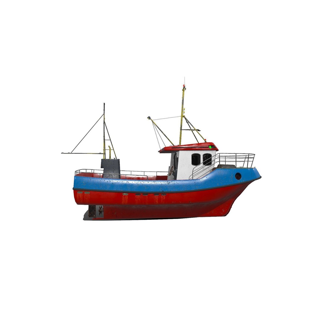 Fishing Boat 3D Model – Low Poly PBR Game Asset, FBX, OBJ - View 11