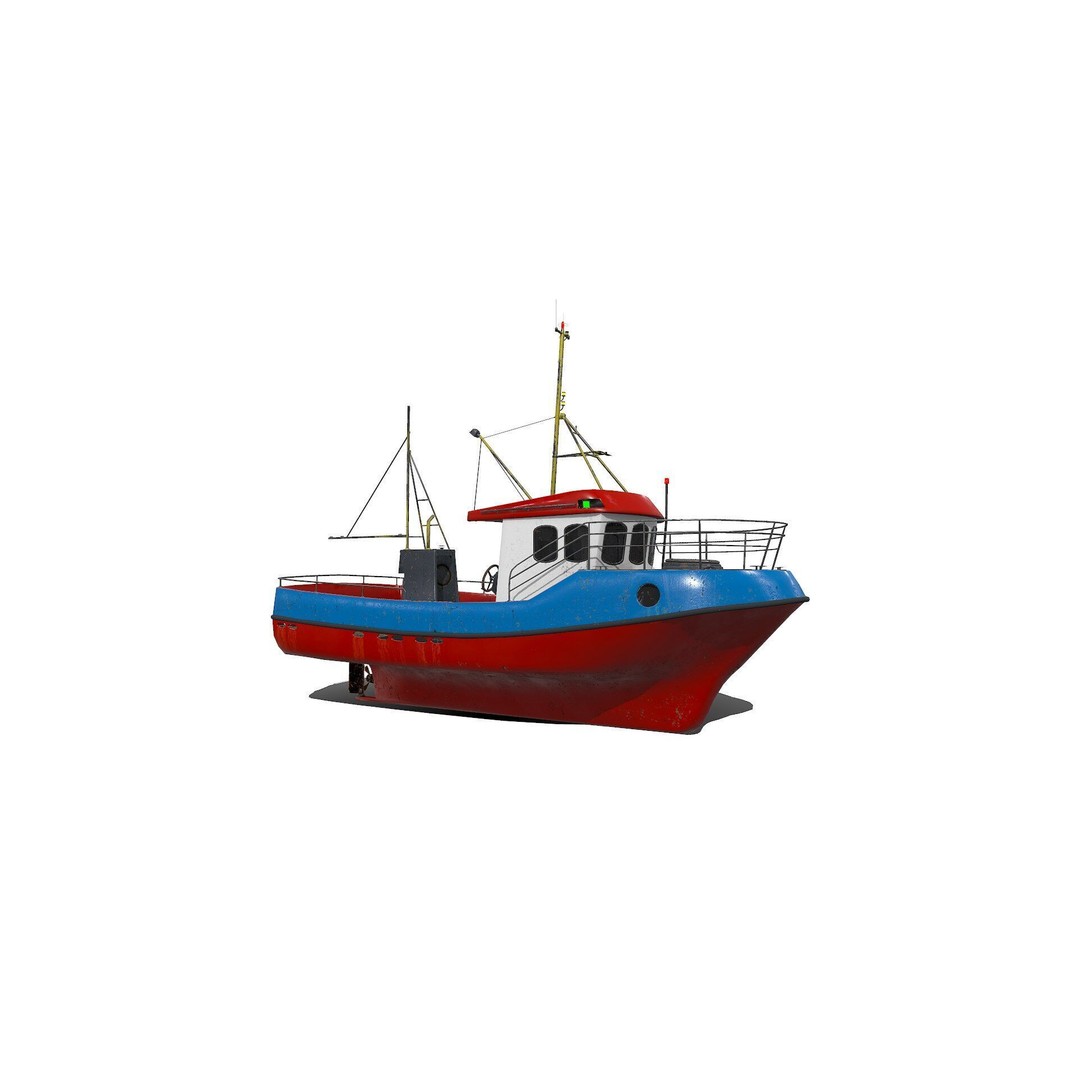 Fishing Boat 3D Model – Low Poly PBR Game Asset, FBX, OBJ - View 13