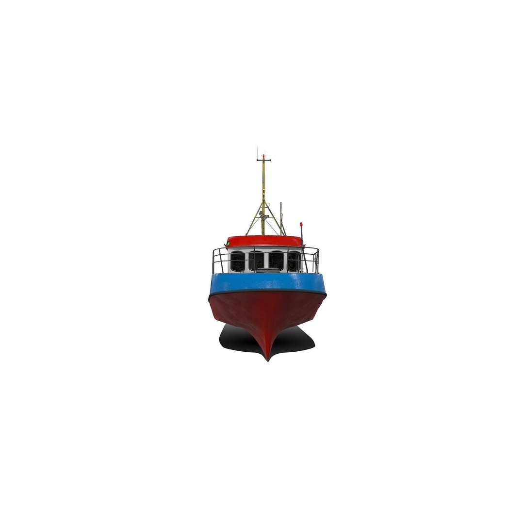 Fishing Boat 3D Model – Low Poly PBR Game Asset, FBX, OBJ - View 14