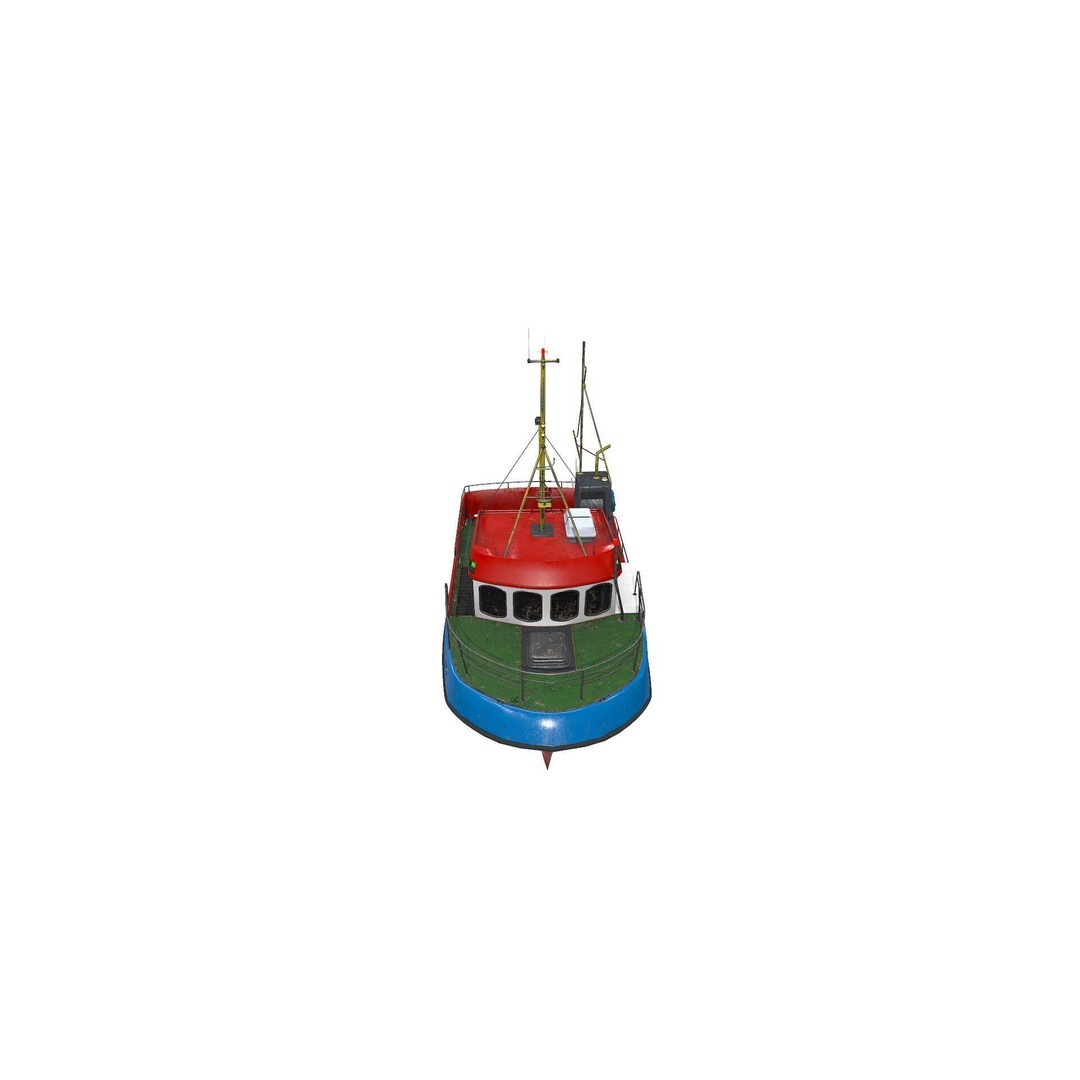 Fishing Boat 3D Model – Low Poly PBR Game Asset, FBX, OBJ - View 15