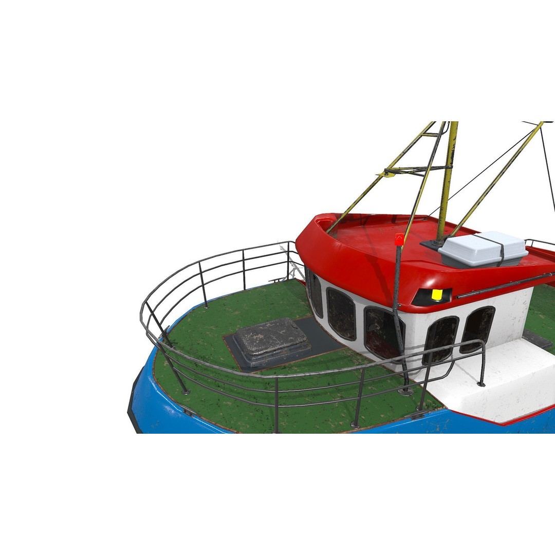 Fishing Boat 3D Model – Low Poly PBR Game Asset, FBX, OBJ - View 16