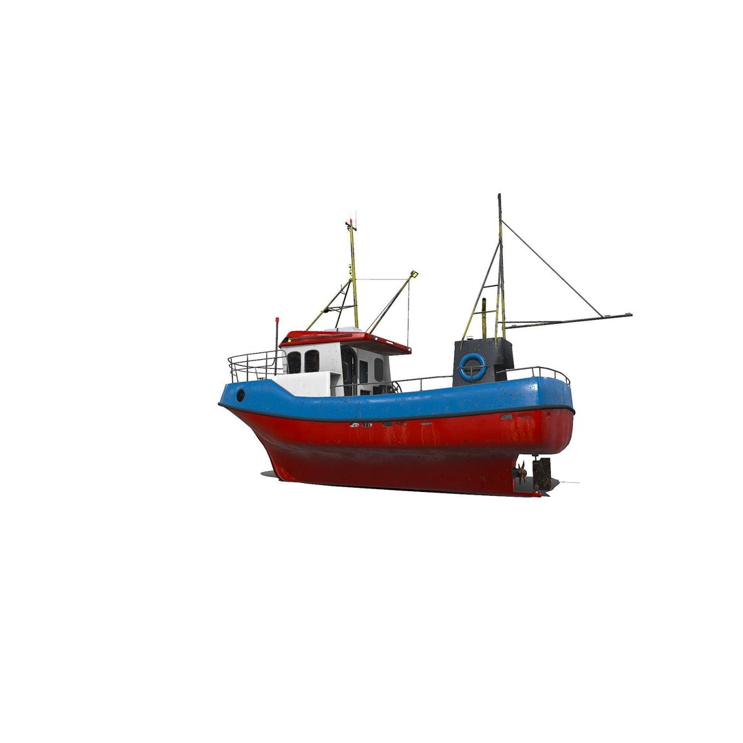 Fishing Boat 3D Model – Low Poly PBR Game Asset, FBX, OBJ - View 5