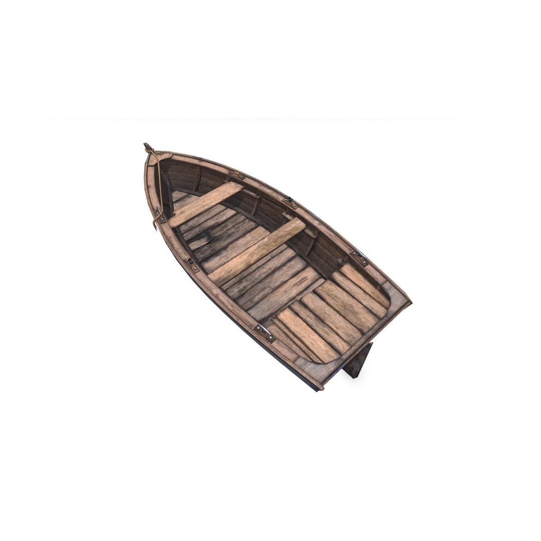 Old Wooden Boat 3D Model – Low Poly PBR Game Asset, FBX, OBJ - View 13