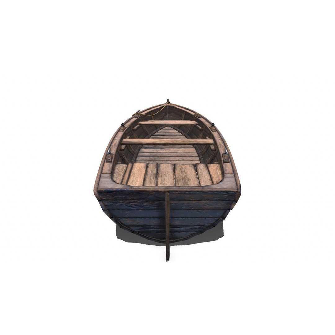 Old Wooden Boat 3D Model – Low Poly PBR Game Asset, FBX, OBJ - View 17