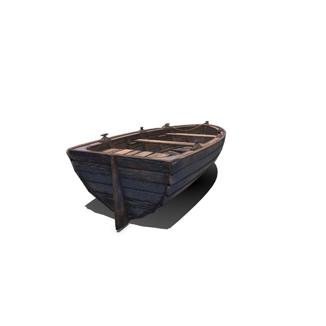 Old Wooden Boat 3D Model – Low Poly PBR Game Asset, FBX, OBJ - View 19