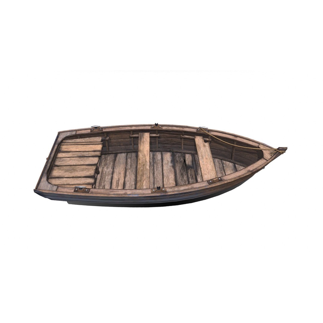 Old Wooden Boat 3D Model – Low Poly PBR Game Asset, FBX, OBJ - View 23