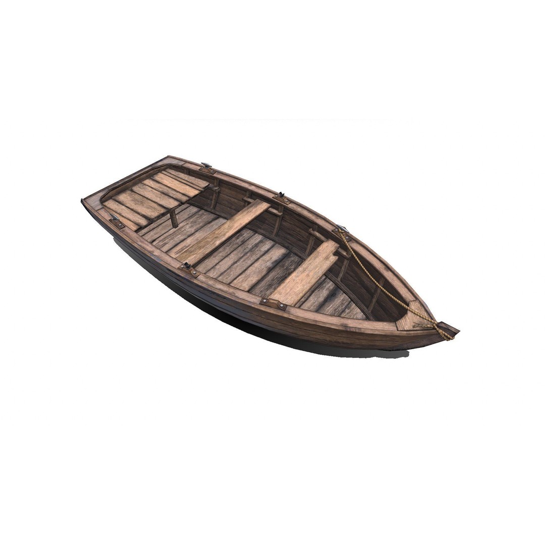 Old Wooden Boat 3D Model – Low Poly PBR Game Asset, FBX, OBJ - View 26