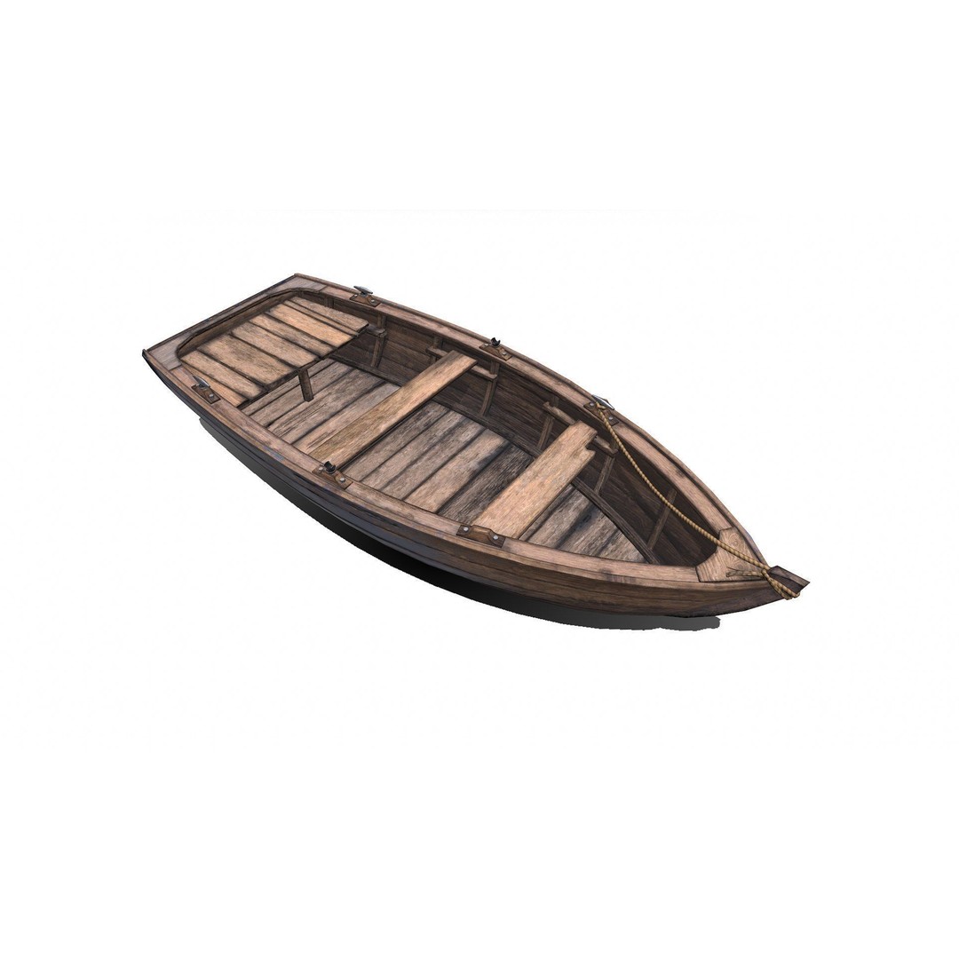 Old Wooden Boat 3D Model – Low Poly PBR Game Asset, FBX, OBJ - View 27