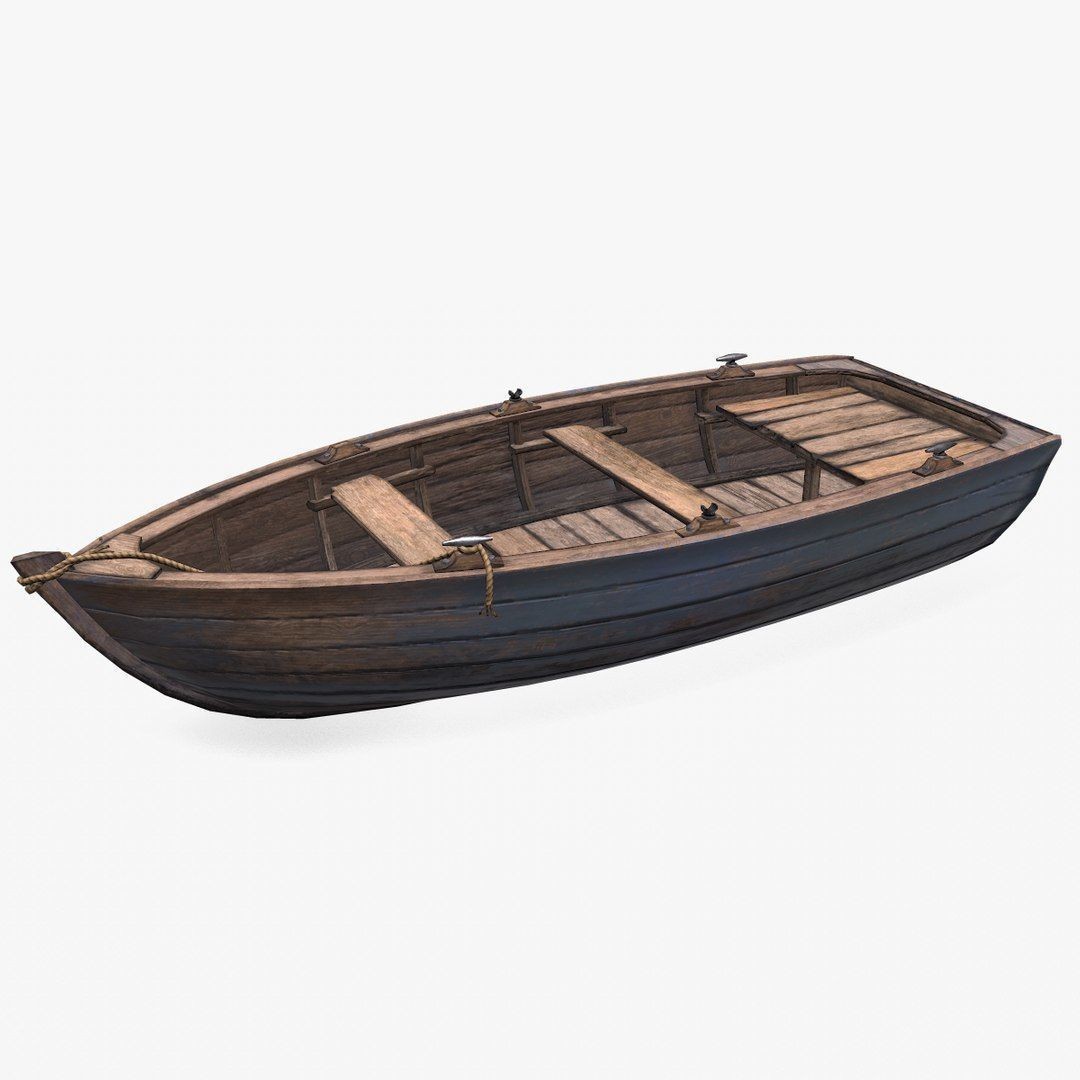 Old Wooden Boat 3D Model – Low Poly PBR Game Asset, FBX, OBJ - View 3