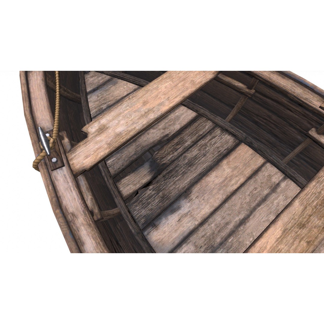 Old Wooden Boat 3D Model – Low Poly PBR Game Asset, FBX, OBJ - View 35