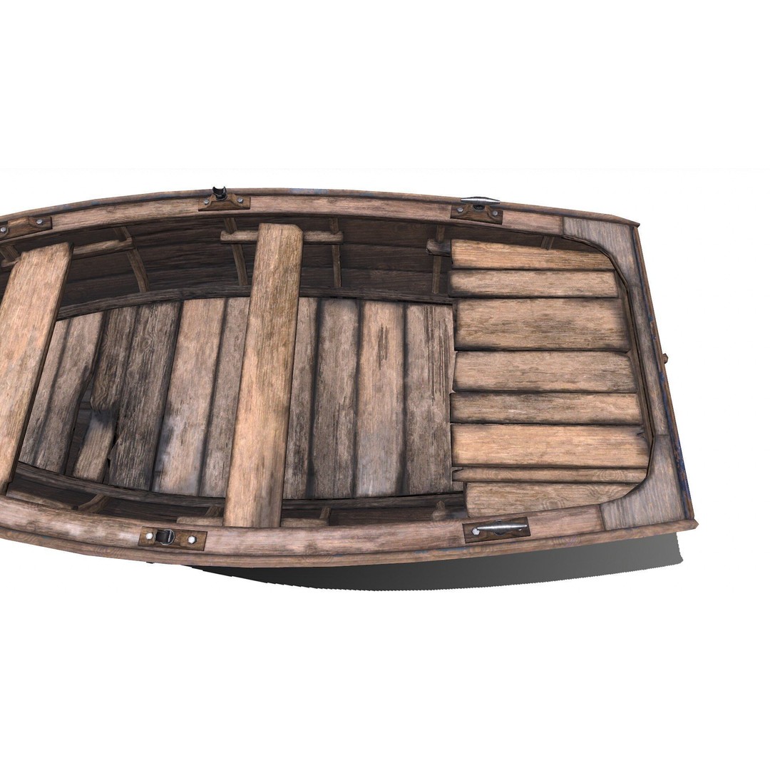 Old Wooden Boat 3D Model – Low Poly PBR Game Asset, FBX, OBJ - View 36