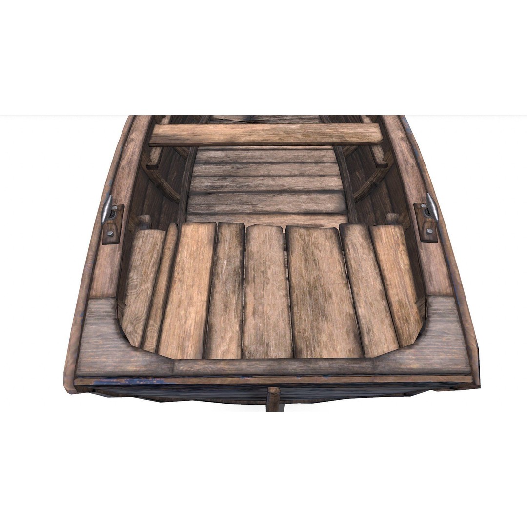 Old Wooden Boat 3D Model – Low Poly PBR Game Asset, FBX, OBJ - View 38