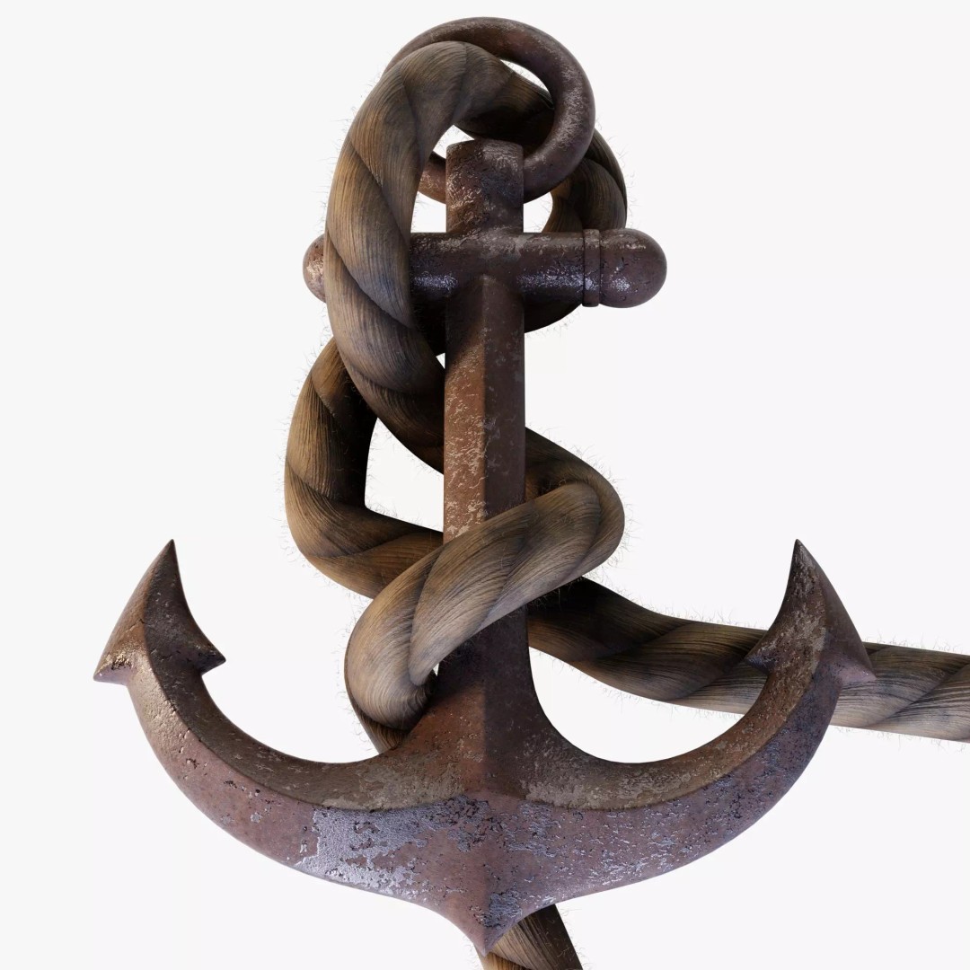 Anchor 3D Model – High Poly Industrial Watercraft Asset, Blender, FBX, OBJ - View 2