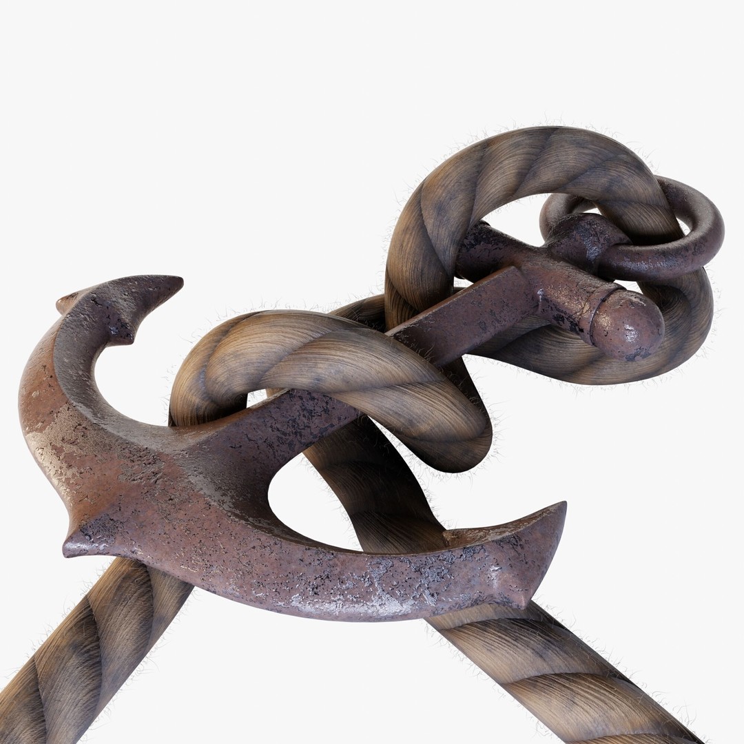 Anchor 3D Model – High Poly Industrial Watercraft Asset, Blender, FBX, OBJ - View 9