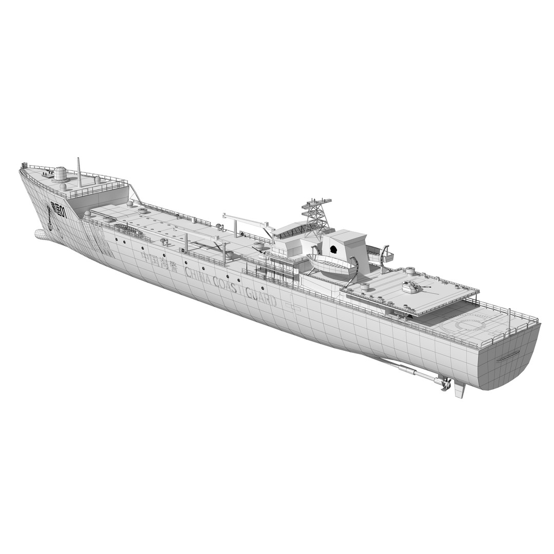 China Coast Guard Jingyi 01 Hospital Ship 3D Model – High Poly Game Asset, FBX, OBJ - View 25