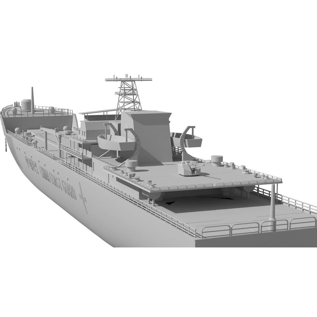 China Coast Guard Jingyi 01 Hospital Ship 3D Model – High Poly Game Asset, FBX, OBJ - View 34
