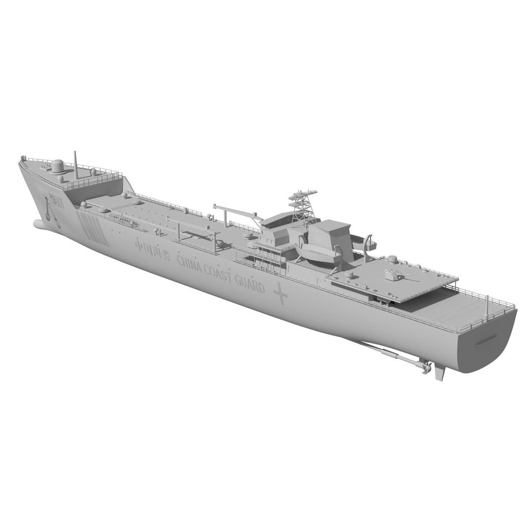 China Coast Guard Jingyi 01 Hospital Ship 3D Model – High Poly Game Asset, FBX, OBJ - View 39