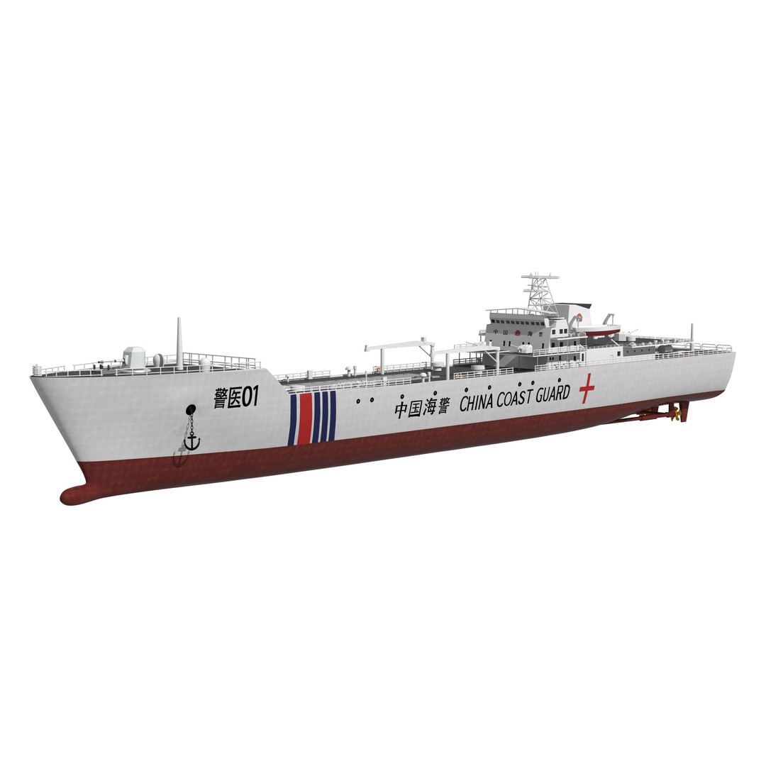 China Coast Guard Jingyi 01 Hospital Ship 3D Model – High Poly Game Asset, FBX, OBJ - View 8