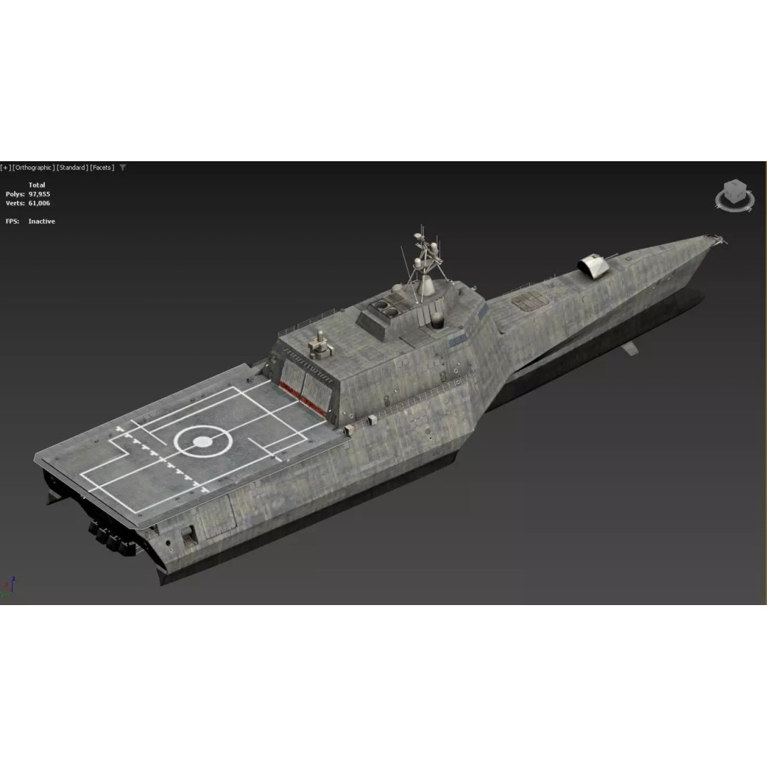 USS Independence LCS Trimaran Warship 3D Model – High Poly Game Asset, FBX - View 3