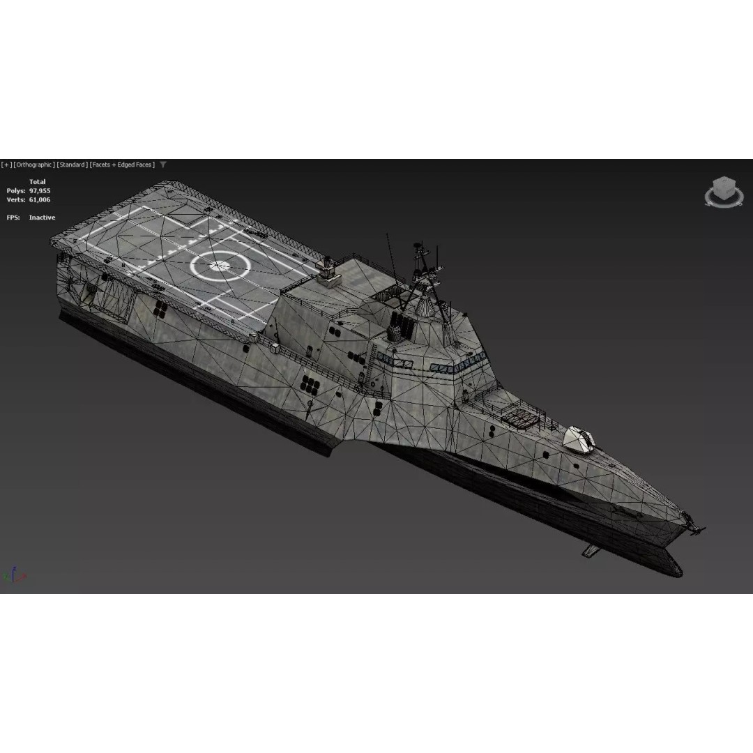 USS Independence LCS Trimaran Warship 3D Model – High Poly Game Asset, FBX - View 7