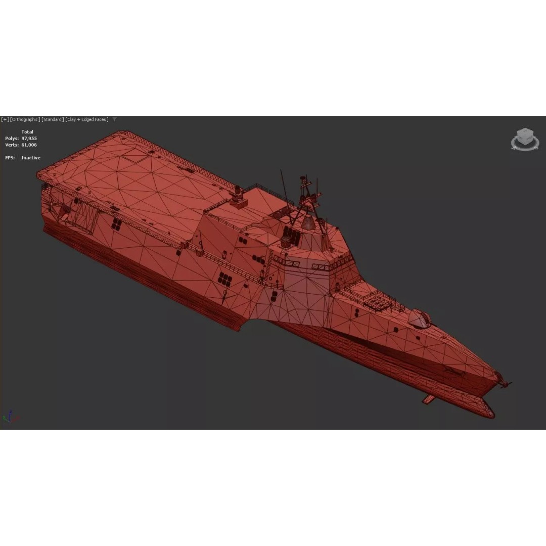USS Independence LCS Trimaran Warship 3D Model – High Poly Game Asset, FBX - View 9