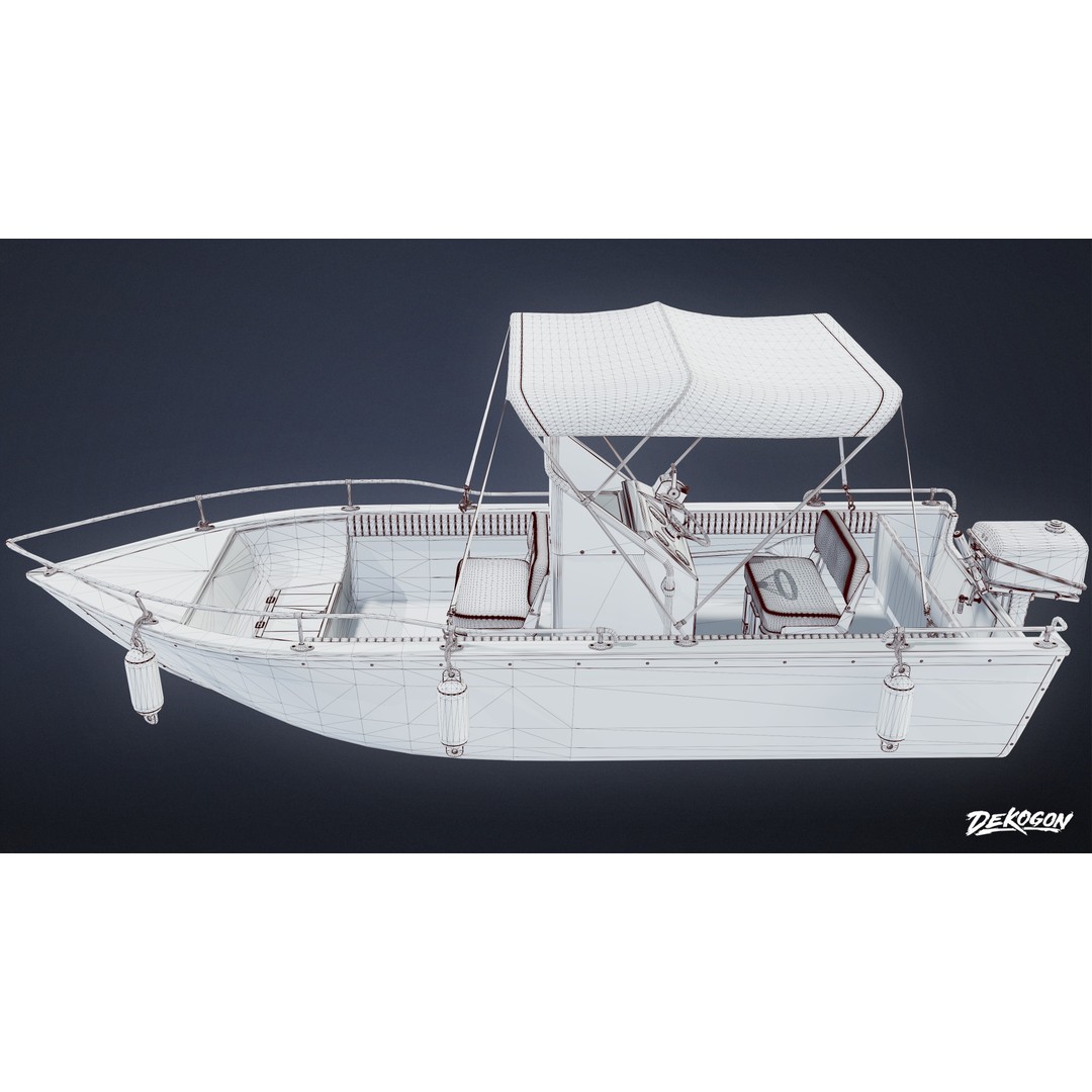 Boat 3D Model – Low Poly Recreational Watercraft, FBX, PBR Textures