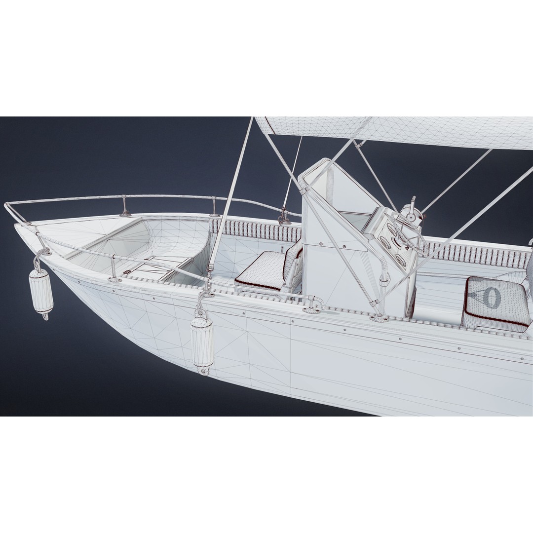 Boat 3D Model – Low Poly Recreational Watercraft, FBX, PBR Textures - View 10