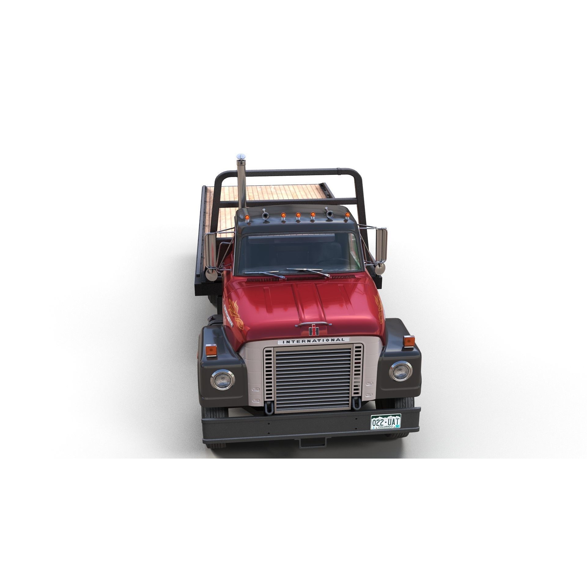 International Fleetstar Flatbed Truck - Low-Poly Game-Ready 3D Model - View 10