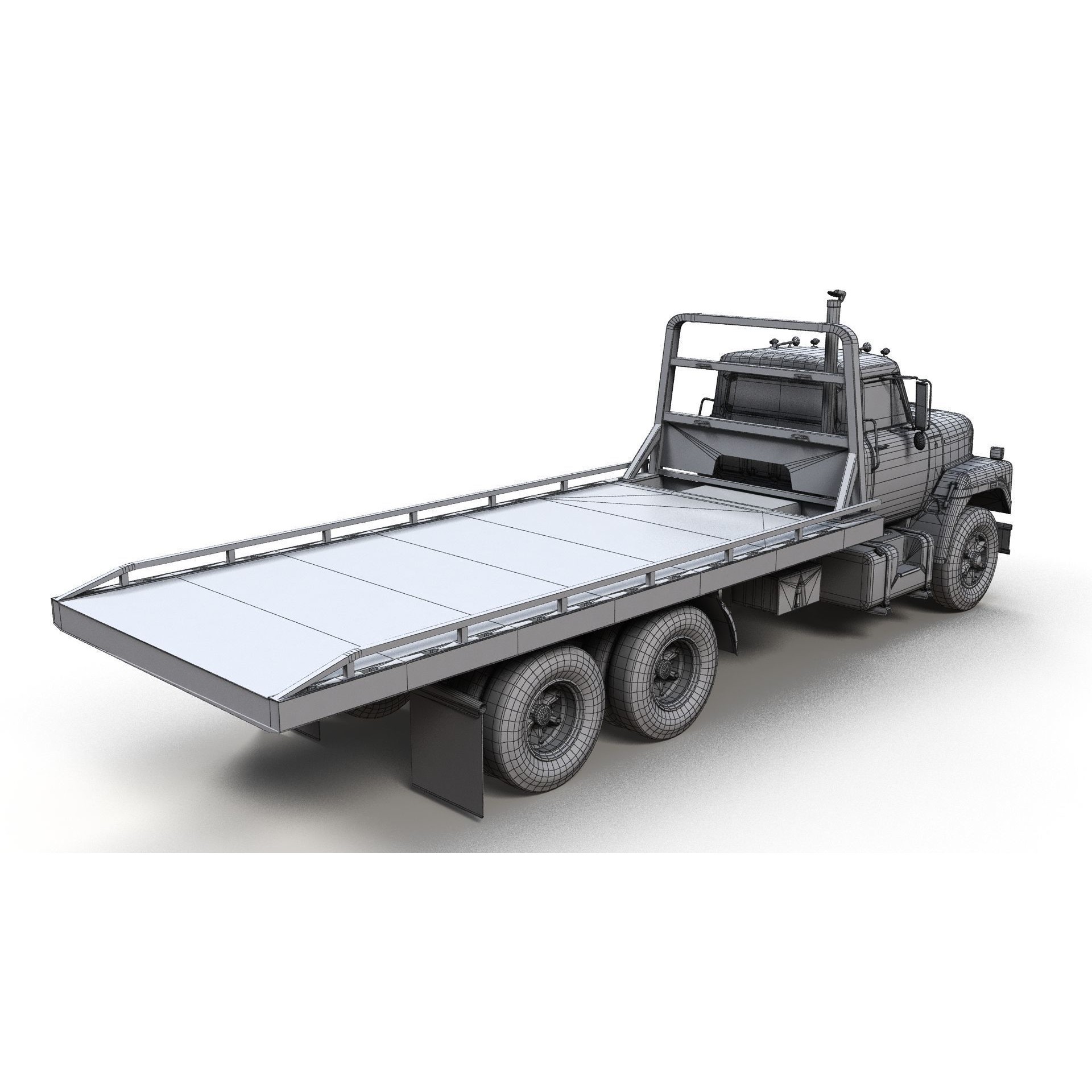 International Fleetstar Flatbed Truck - Low-Poly Game-Ready 3D Model - View 13