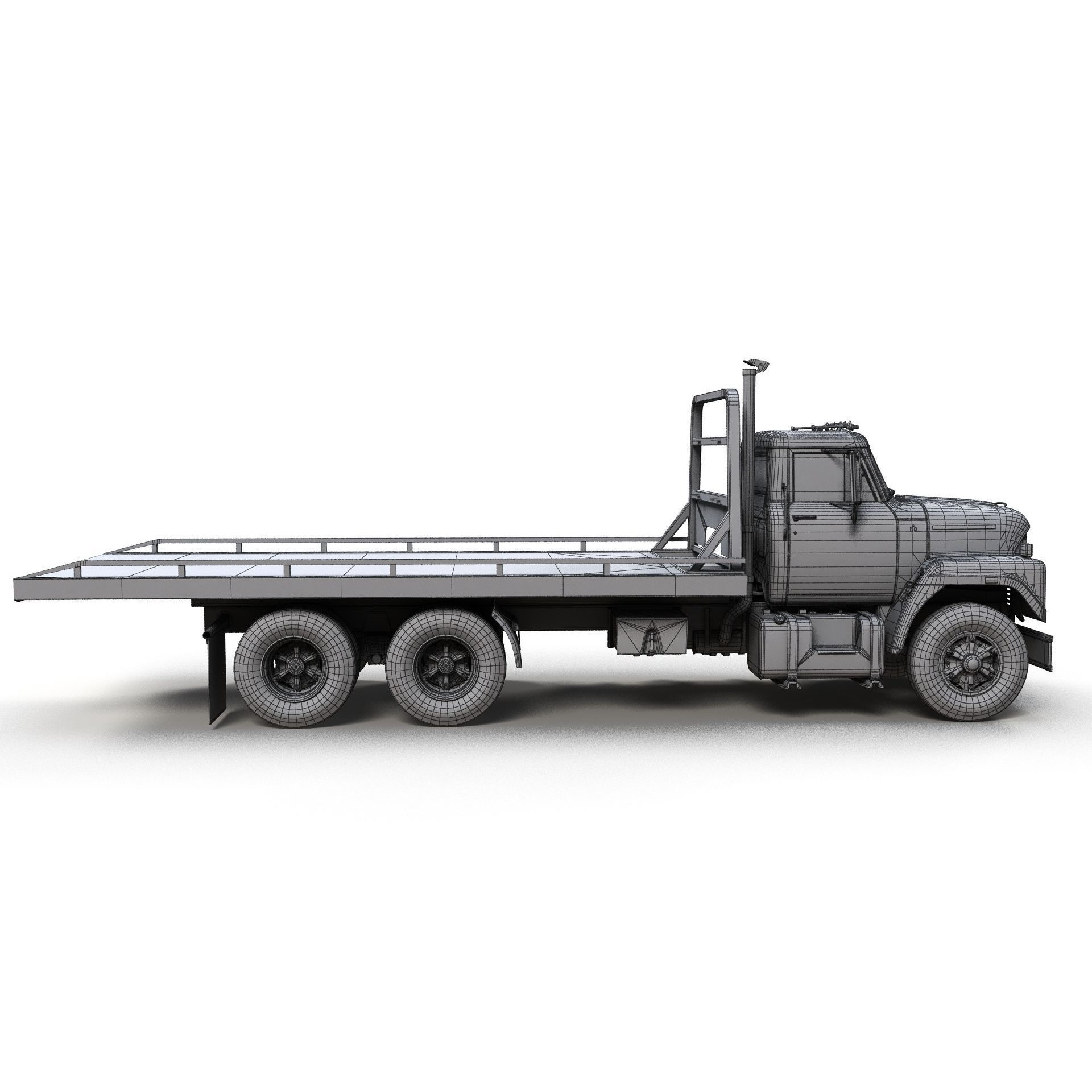 International Fleetstar Flatbed Truck - Low-Poly Game-Ready 3D Model - View 14