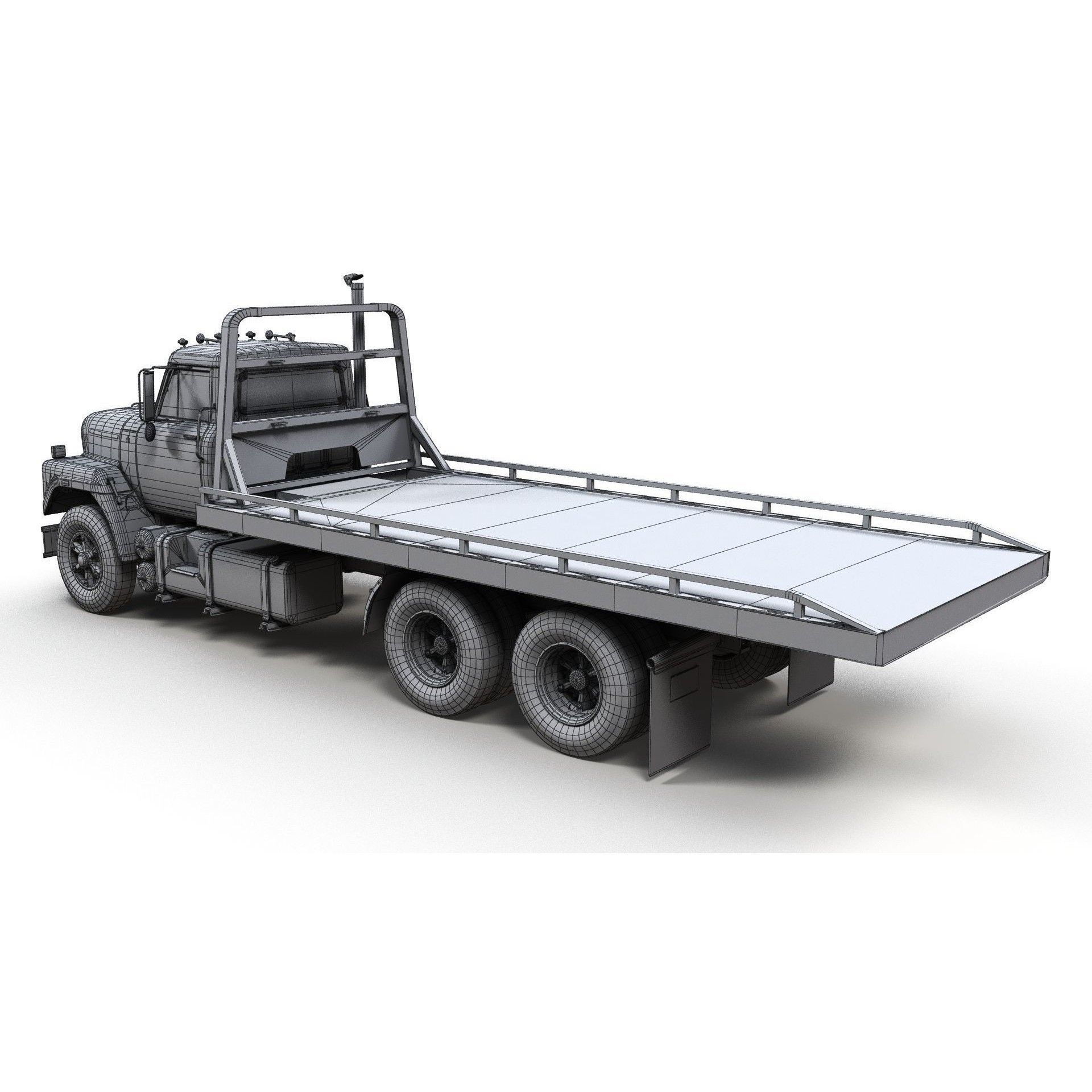 International Fleetstar Flatbed Truck - Low-Poly Game-Ready 3D Model - View 15